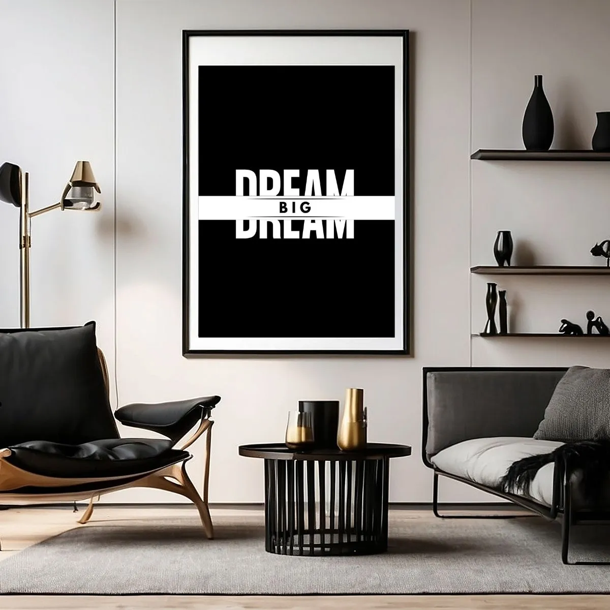 Bedroom displaying an Elite Mindset poster